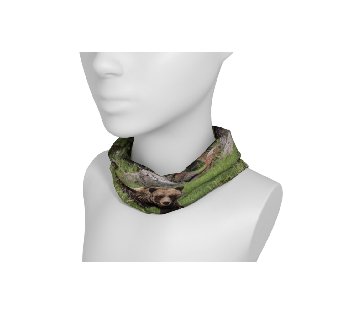 "On the Prowl" Grizzly Bear Gaiter Headband or Neck Wrap
