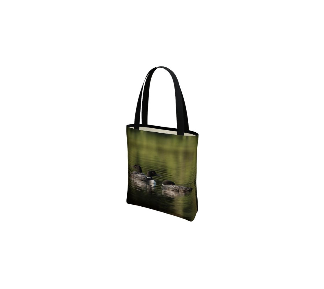 A loons medium reusable tote bag from our real wildlife photography.
