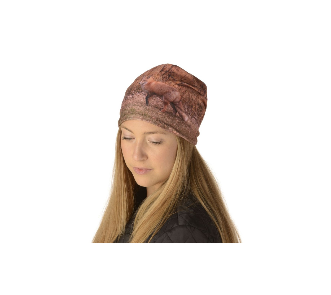 This Canadian-made lightweight beanie features a wildlife photographed image of  a red fox. The soft bamboo lining is a moisture wicking fabric so you don’t sweat or itch in them. Comes in youth & adult sizes. 