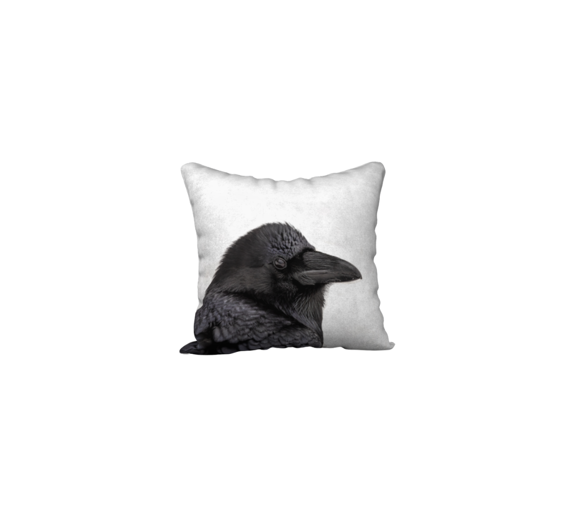 A raven throw pillow cover from our real wildlife photography.