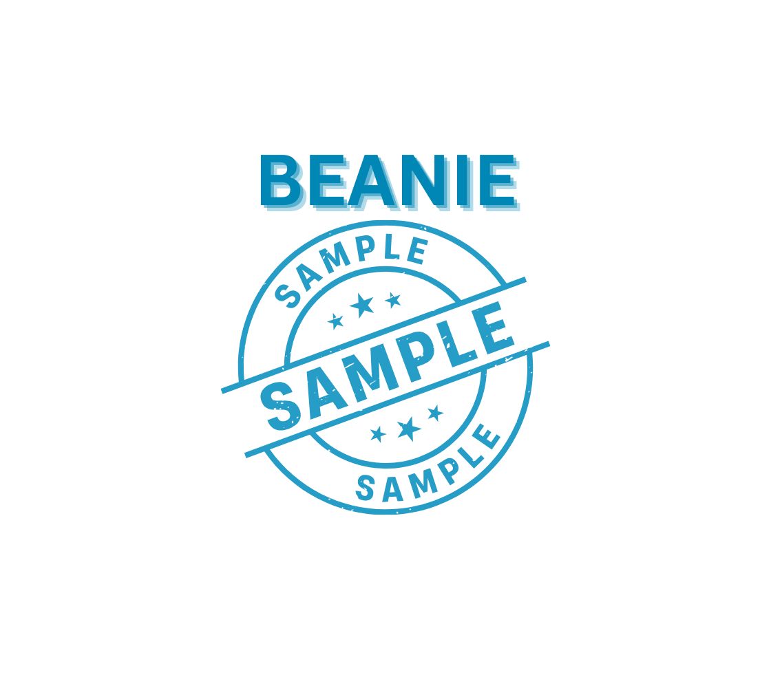 Blue 'Beanie Sample' logo on a white background