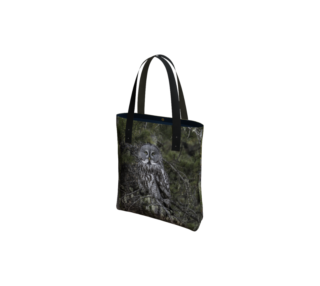"Whispering Pines" Great Grey Owl Canvas Tote Bag