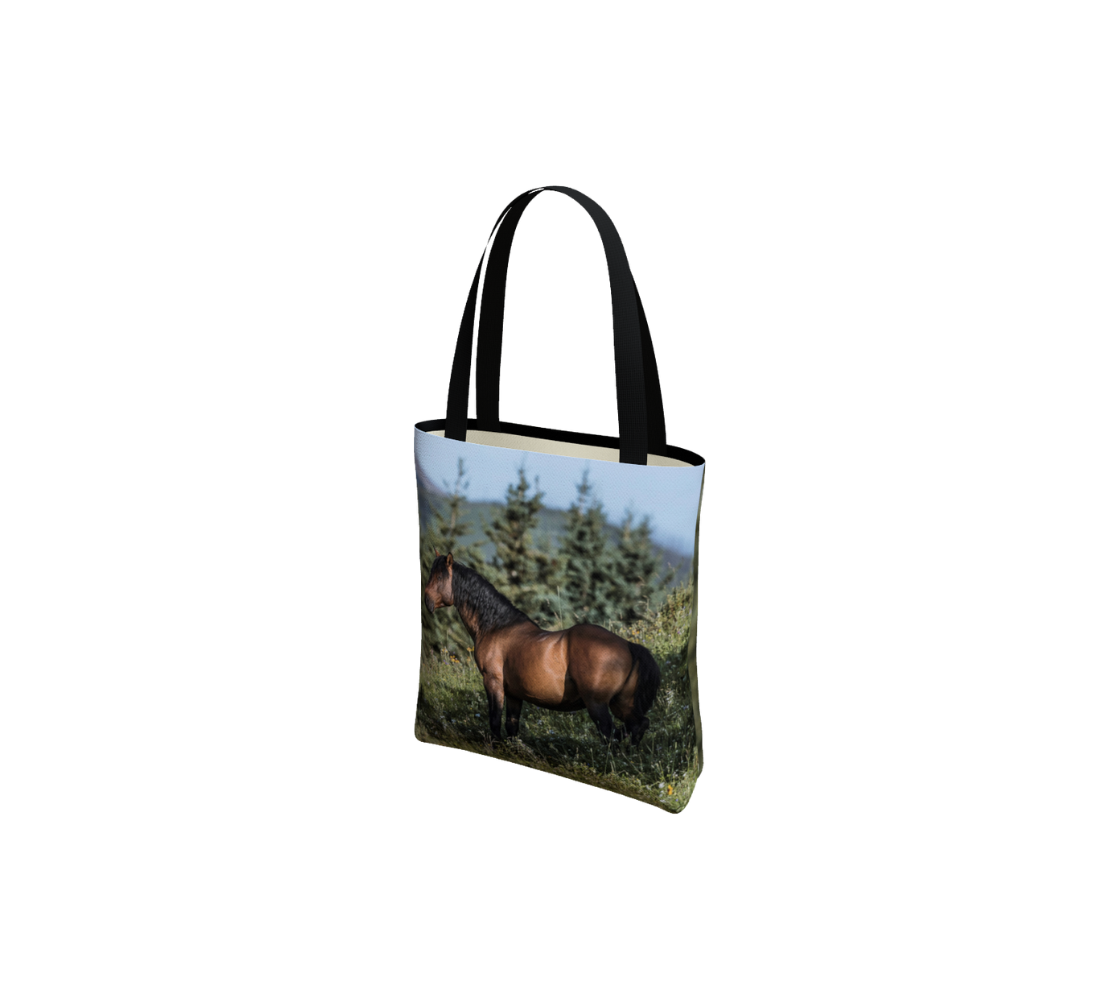 A wild horse medium reusable tote bag from our real wildlife photography.
