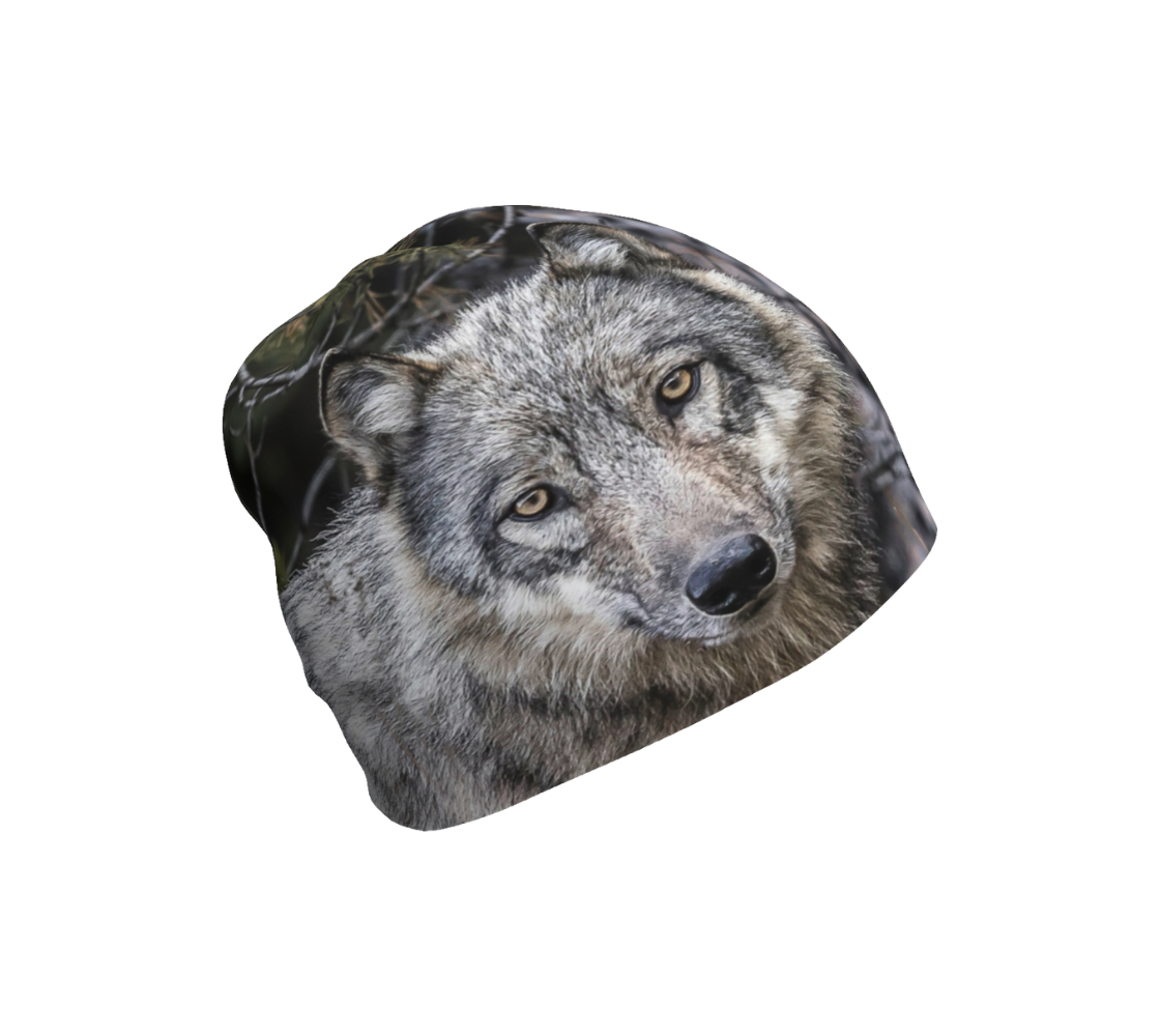 This Canadian-made lightweight beanie features a wildlife photographed images of grey wolf. The soft bamboo lining is a moisture wicking fabric so you don’t sweat or itch in them. Comes in youth & adult sizes. 