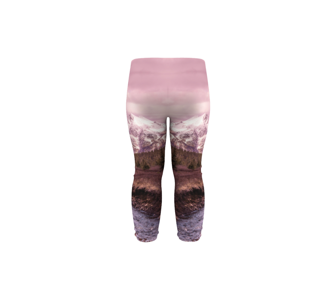 Made from 88% polyester and 12% spandex, these durable ultra stretch leggings feature a real image of a beautiful pink Rocky Mountain sunset.  Designed with a slim fit, with a 1” wide elastic waistband, the little ones will stand out from the crowd in style and comfort with this unique vivid print that will never fade. 