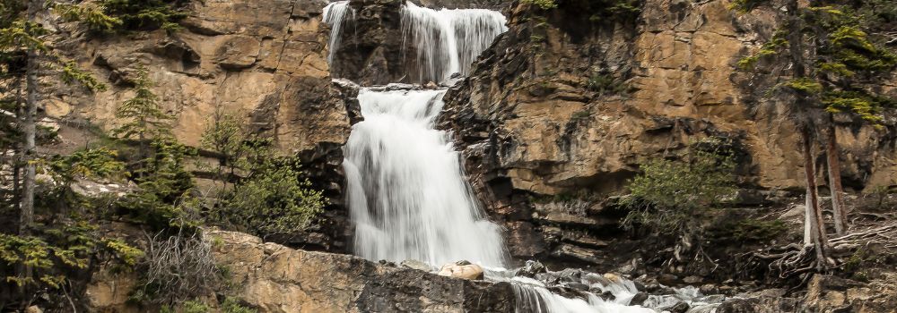 Tangle Creek water fall in the Canadian Rockies.