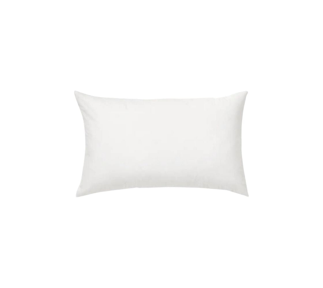 A 12 x 24 inch white pillow form.