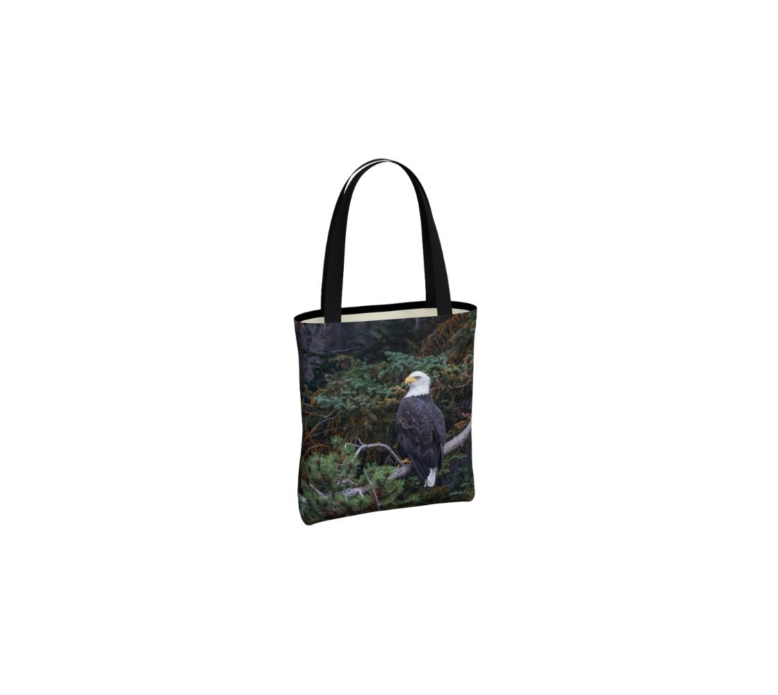 A bald eagle medium tote bag from our real wildlife photography.
