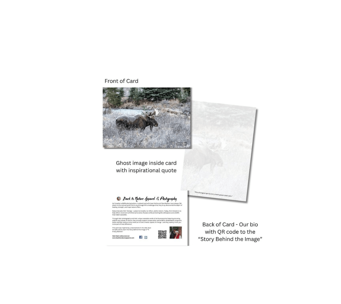Bull moose on the front with ghost image of a moose on the inside from our  real wildlife photography.
