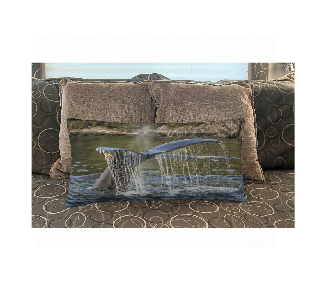 "Bottoms Up" 12" x 24" Humpback Whale Long Cushion Cover