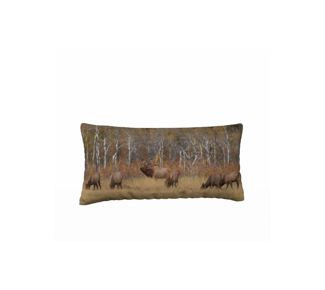 A bull elk decorative long throw pillow cover from our wildlife photography. 