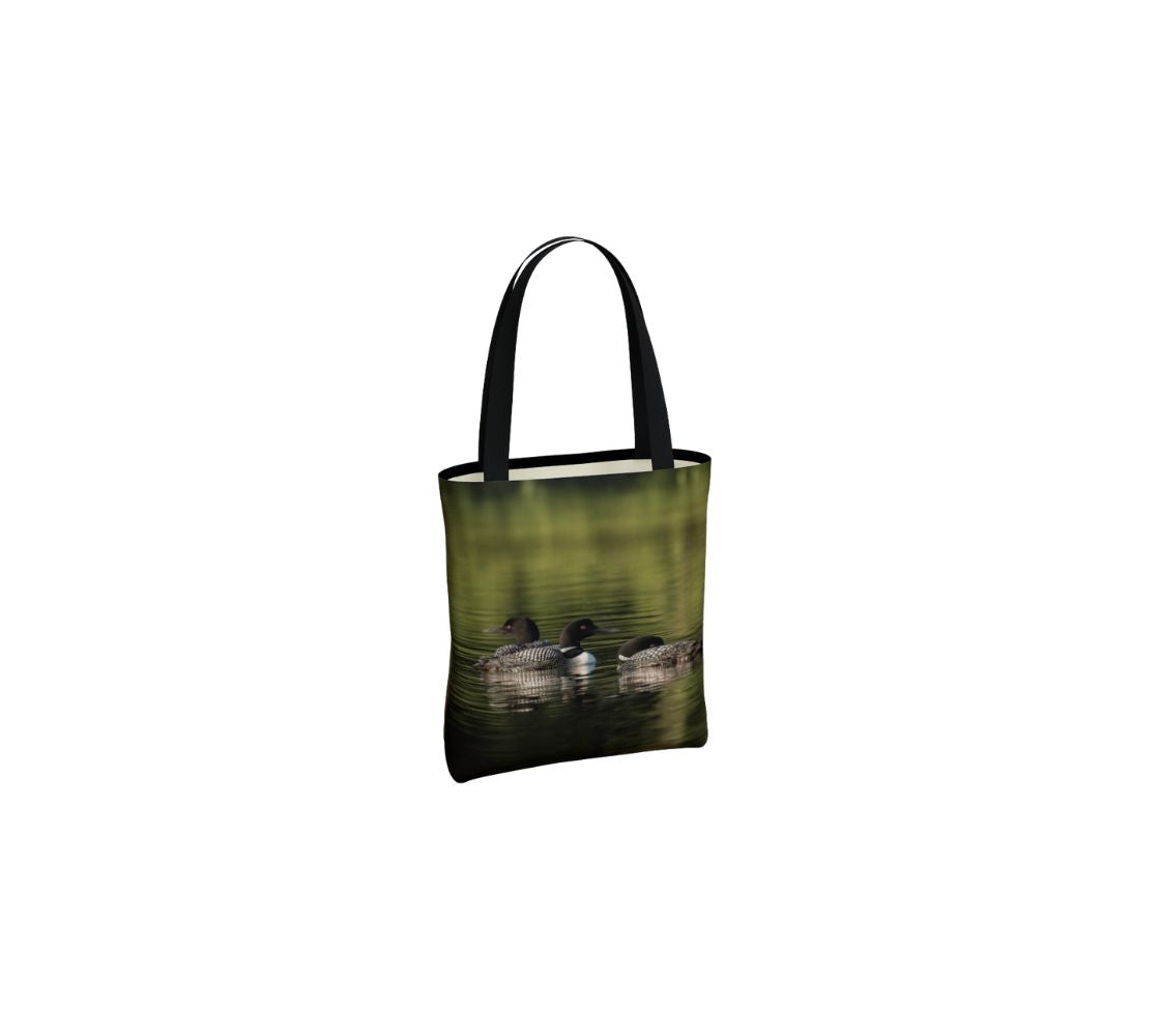 A loons medium reusable tote bag from our real wildlife photography. 