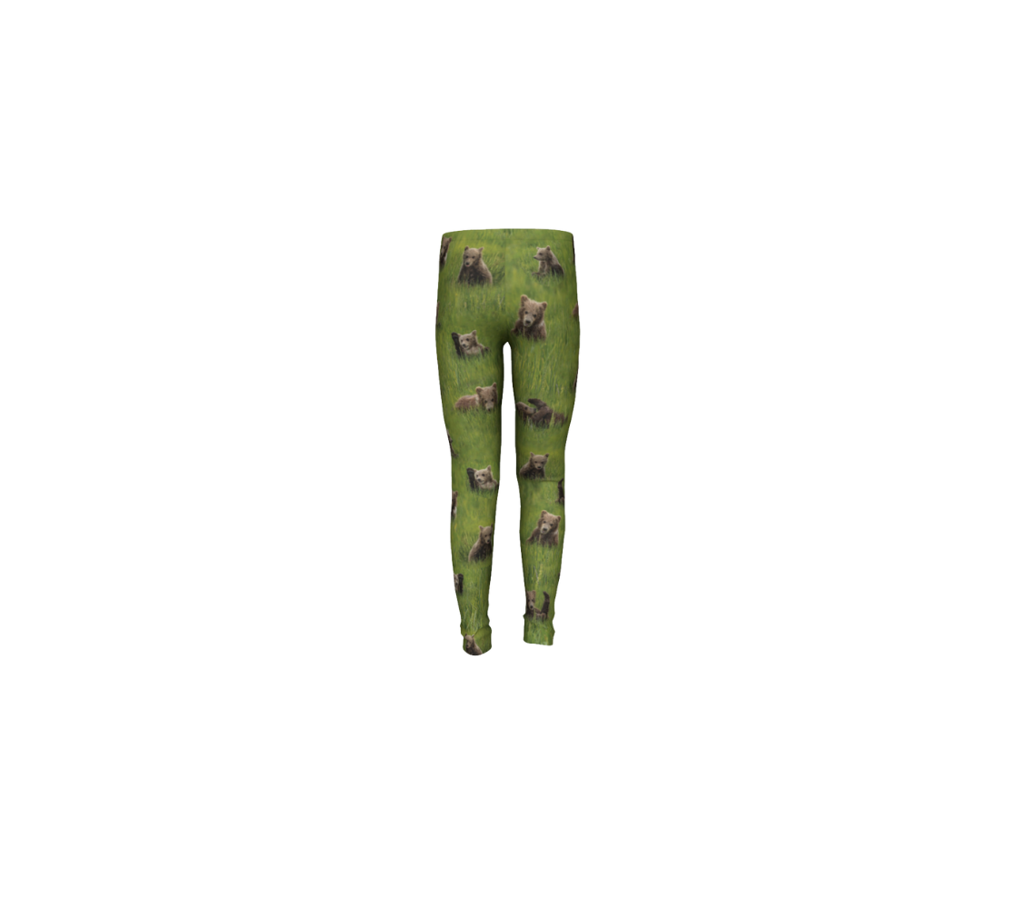 "Play Time" Grizzly Bear Cubs Kids Leggings