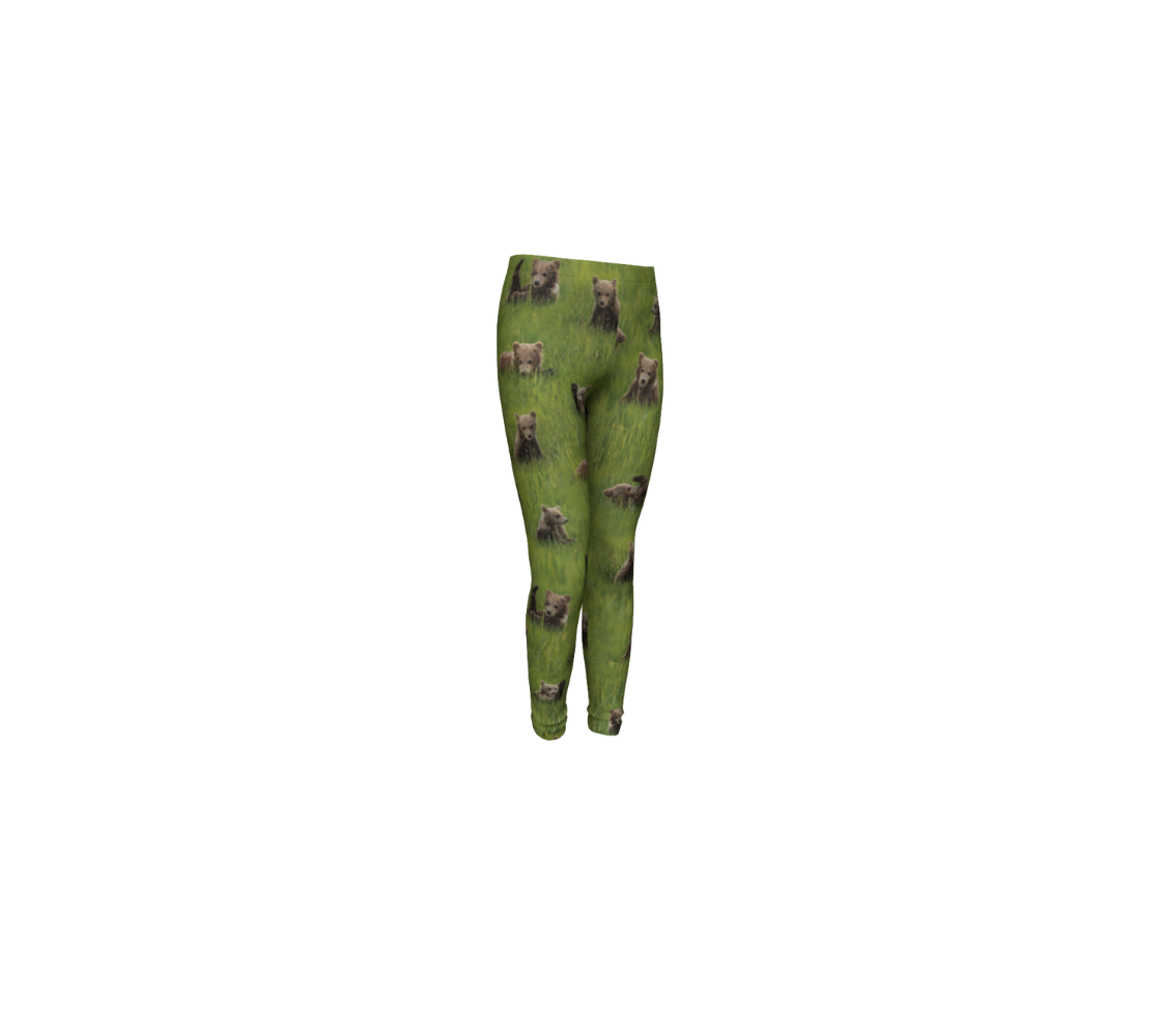 "Play Time" Grizzly Bear Cubs Kids Leggings