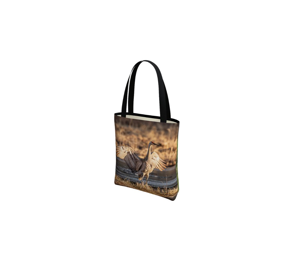 A sandhill crane medium reusable tote bag from our real wildlife photography. 