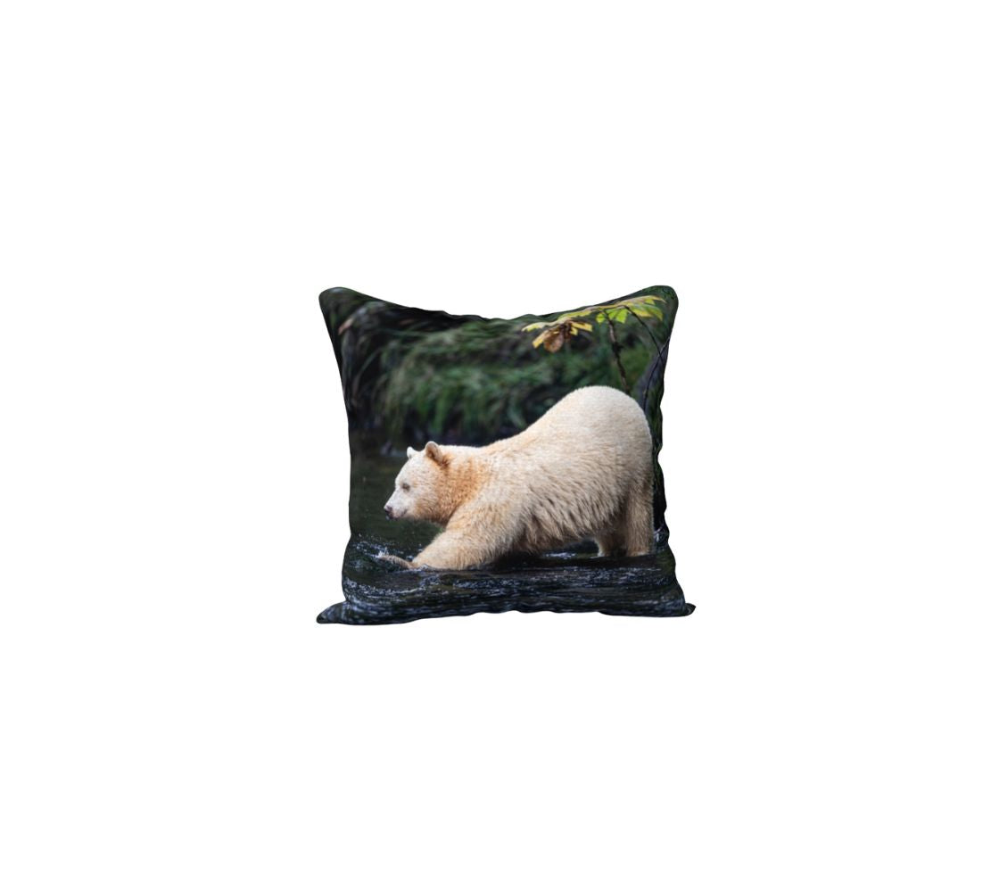 Spirit Bear Cushion Cover - Unique Wildlife Furniture Art