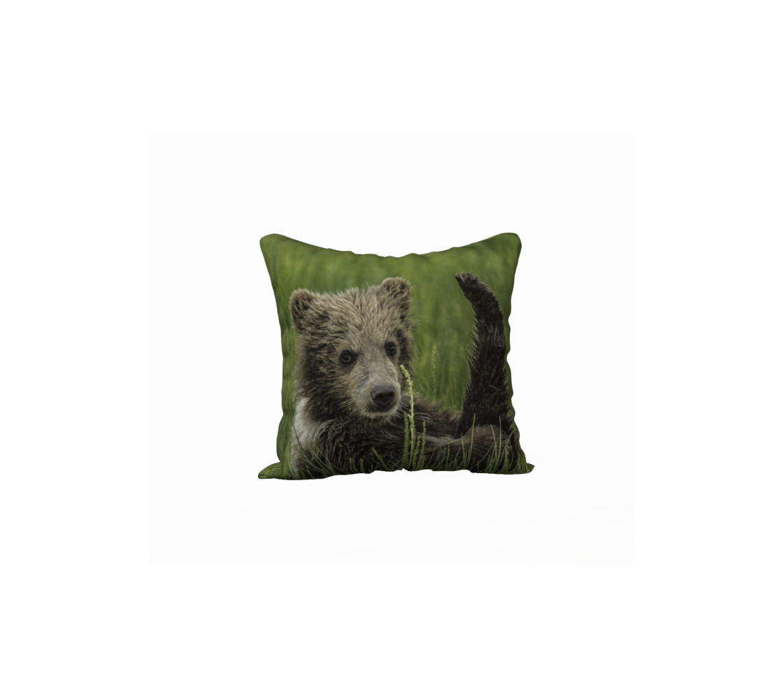 "Baby Yoga Bear" Grizzly Bear Cub Cushion Cover