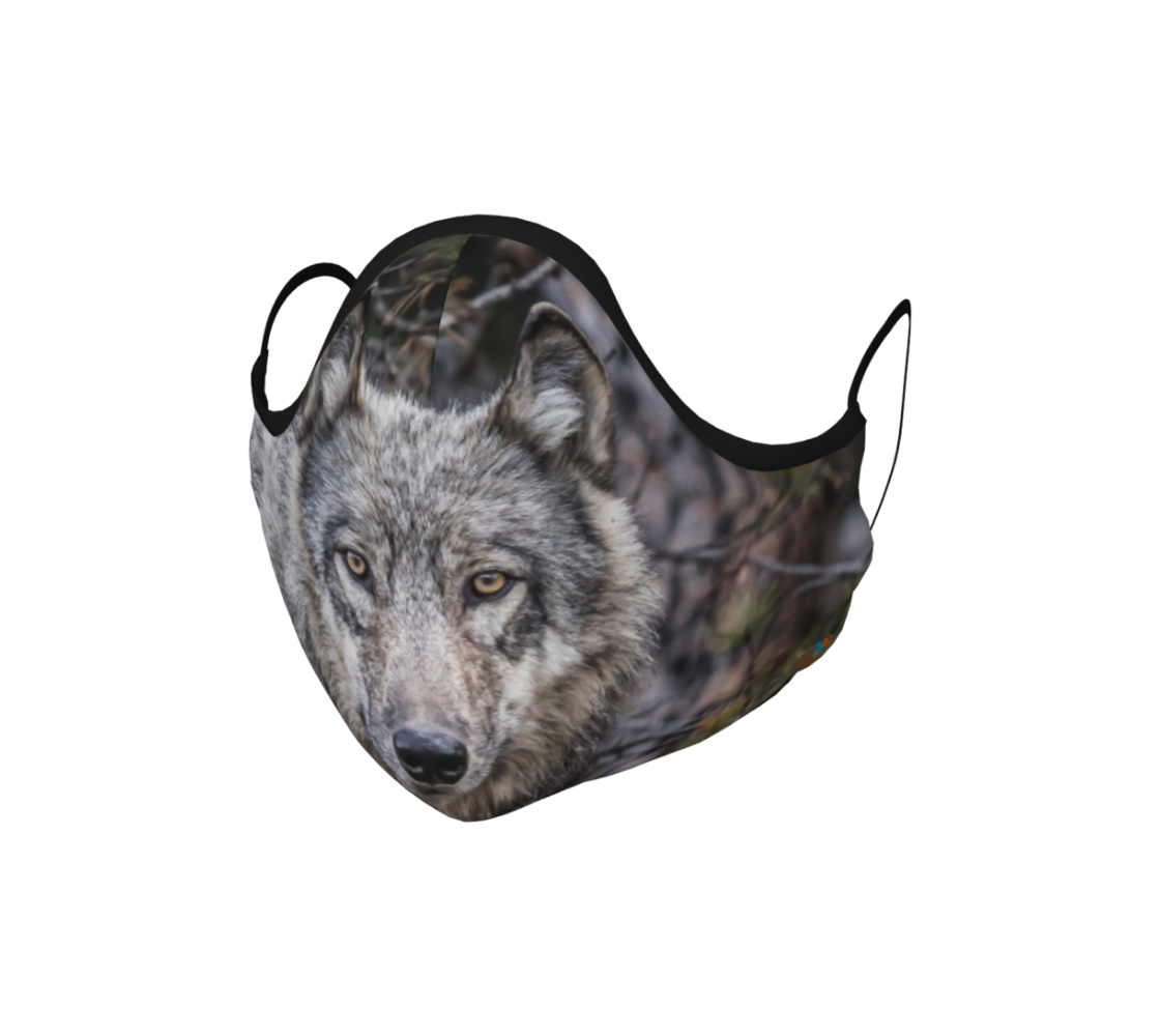 "First Encounter" Face Covering Gray Wolf