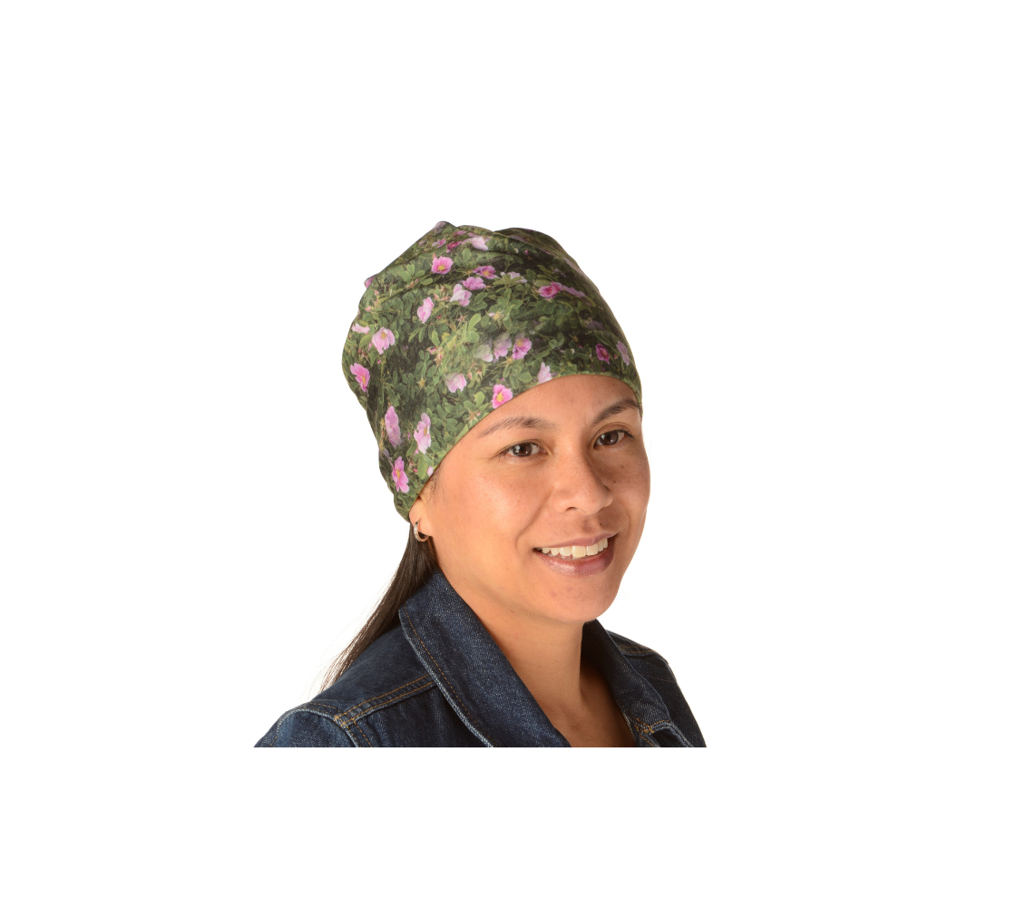 This Canadian-made lightweight beanie features a wildlife photographed images of Alberta wild roses. The soft bamboo lining is a moisture wicking fabric so you don’t sweat or itch in them. Comes in youth & adult sizes. 