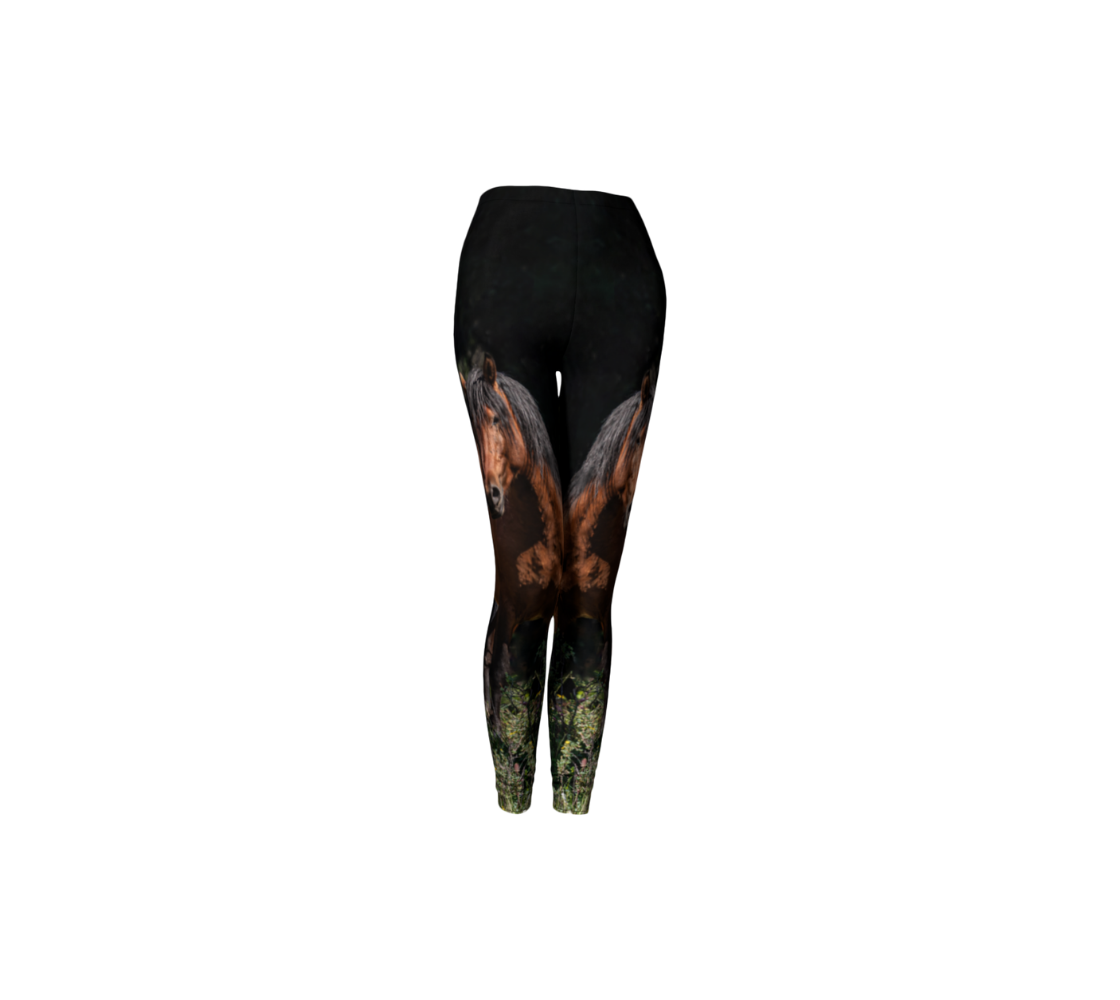 Made from 88% polyester and 12% spandex, these stylish ultra stretch leggings feature a real North American wildlife image of a beautiful Alberta wild Horses. Designed with a compression fit, with a 1.5” elastic waistband, you’ll stand out from the crowd in style and comfort with this unique vivid print that will never fade. 
