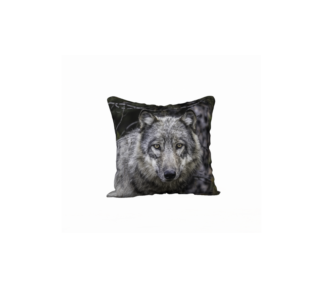"Wolf Portrait" Gray Wolf Cushion Cover